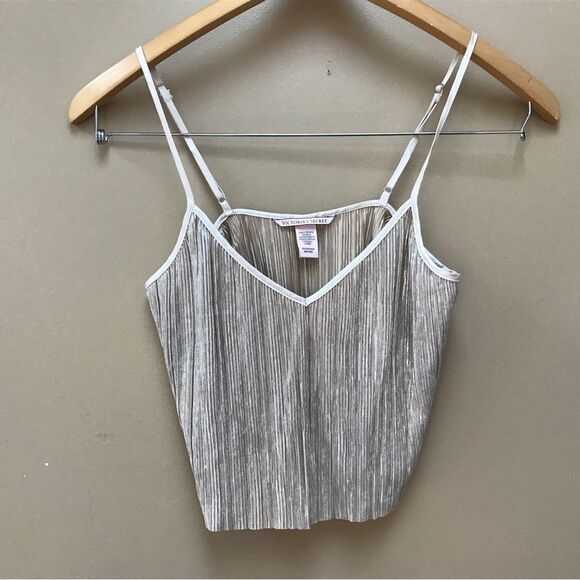 NWOT Victoria’s Secret Gold Shimmer Crop Spaghetti Strap Tank Top (XS) - Picture 5 of 8